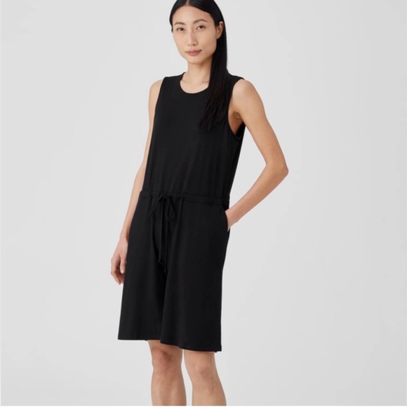 Eileen Fisher Pants - Eileen Fisher Black Sleeveless Romper Shorts Jumpsuit XS